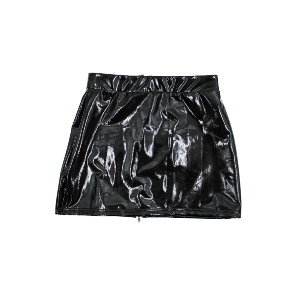 Jupe noire en simili cuir avec zip Lara